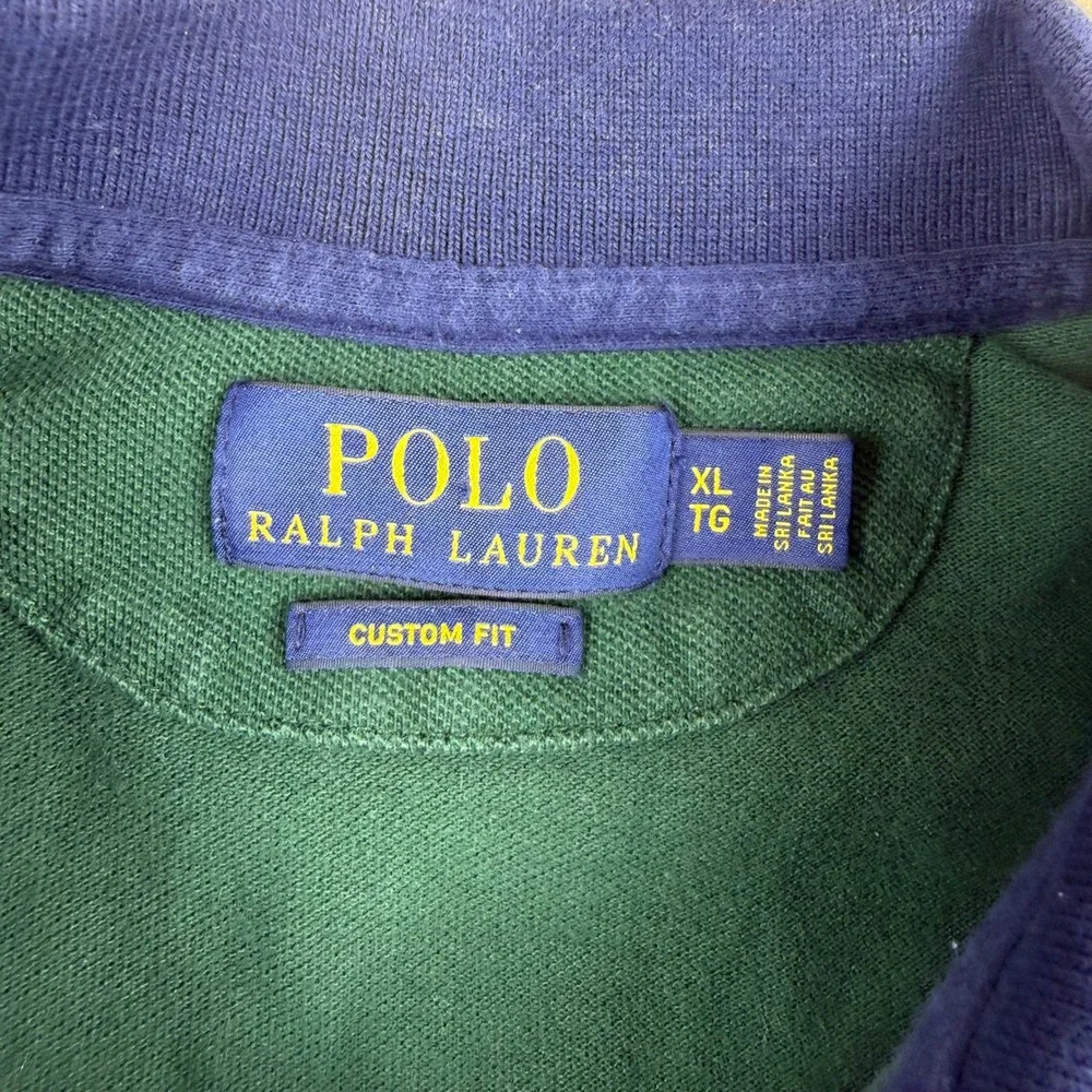 Polo Ralph Lauren Big Pony Custom Fit Green Blue Sash Polo Shirt Mens XL